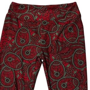 LuLaRoe Red and Black Patterned Leggings One Size